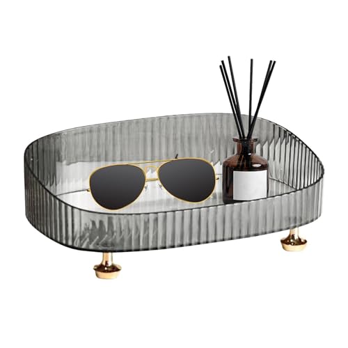 Badezimmer Arbeitsplatte Organizer Parfüm Hautpflege Tablett oval transparent kosmetische Veranstalter Lagerung Tablett Foundation Lippenstift Organizer Hautpflege Tablett von Nlrlo