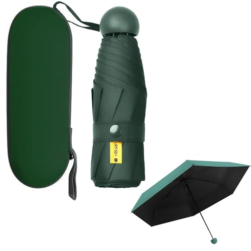 Nnicorns Compact 6-Rib Windproof Travel Umbrella - Mini UV Protection Folding Design, Portable Pocket-Size with Capsule Cover for Men & Women (Grün) von Nnicorns