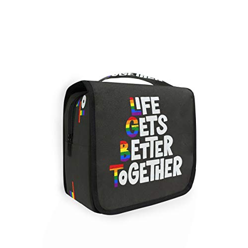 RXYY Hängend Kulturtasche Regenbogen LGBT Brief ausklappbar Bad Turnhalle Kulturbeutel Veranstalter tragbar kosmetisch Waschtasche für Frauen Mädchen von HMZXZ