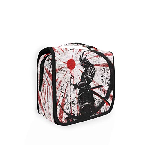 RXYY Hängend Kulturtasche japanisch Warrior rot Sonne ausklappbar Bad Turnhalle Kulturbeutel Veranstalter tragbar kosmetisch Waschtasche für Frauen Mädchen von HMZXZ