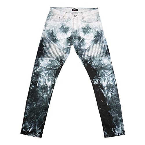 No Brands Required - Biker Jeans - Hose schwarz/weiß im Straight-Fit-Style, Größe: 28 von No Brands Required