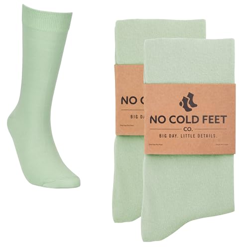 No Cold Feet Grüne Socken, 2er-Pack, bequeme Trauzeugensocken für den Hochzeitstag, Fester staubiger Salbei, Einheitsgr��e von No Cold Feet