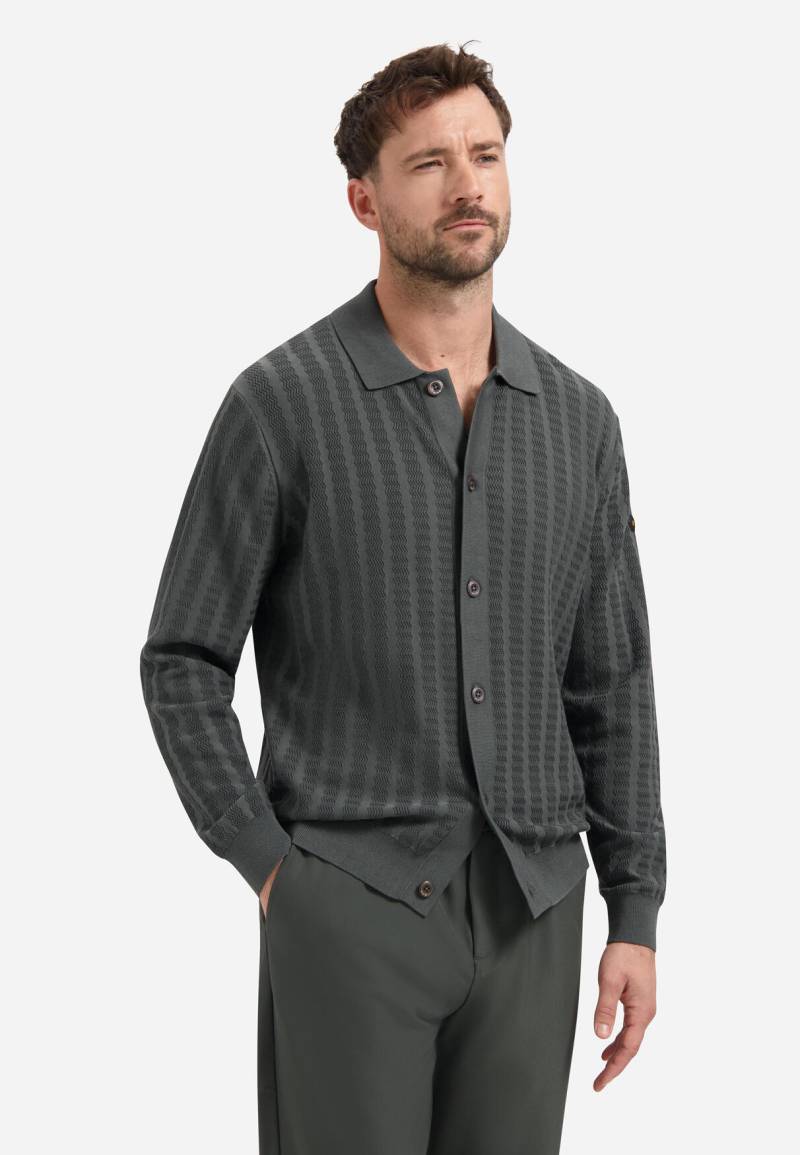 No Excess - Cardigan Full Button Polo Jacquard dark steel - Gr. - XXL von No Excess
