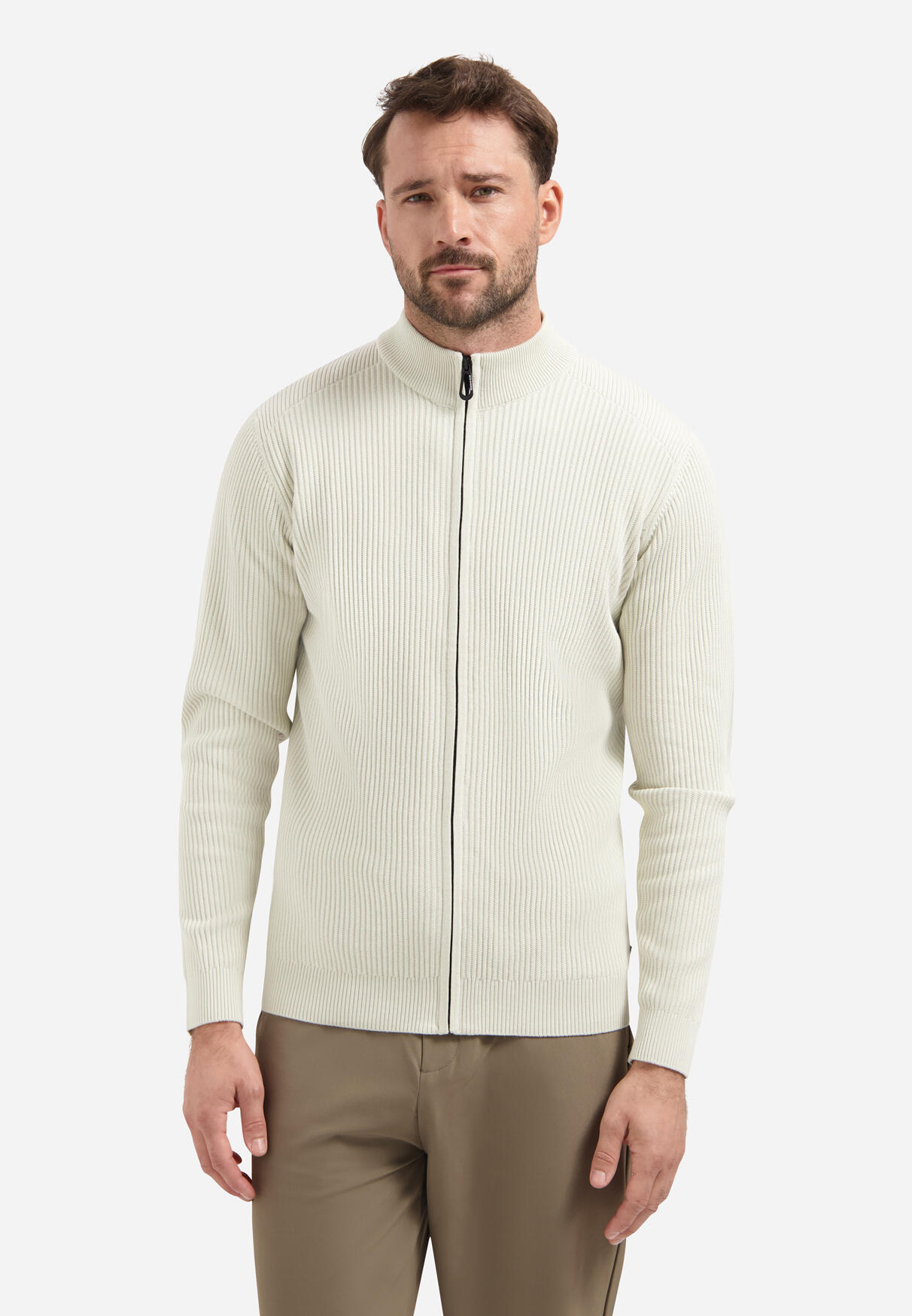 No Excess - Cardigan Full Zip Tuck Stitch chalk - Gr. - XXXL von No Excess