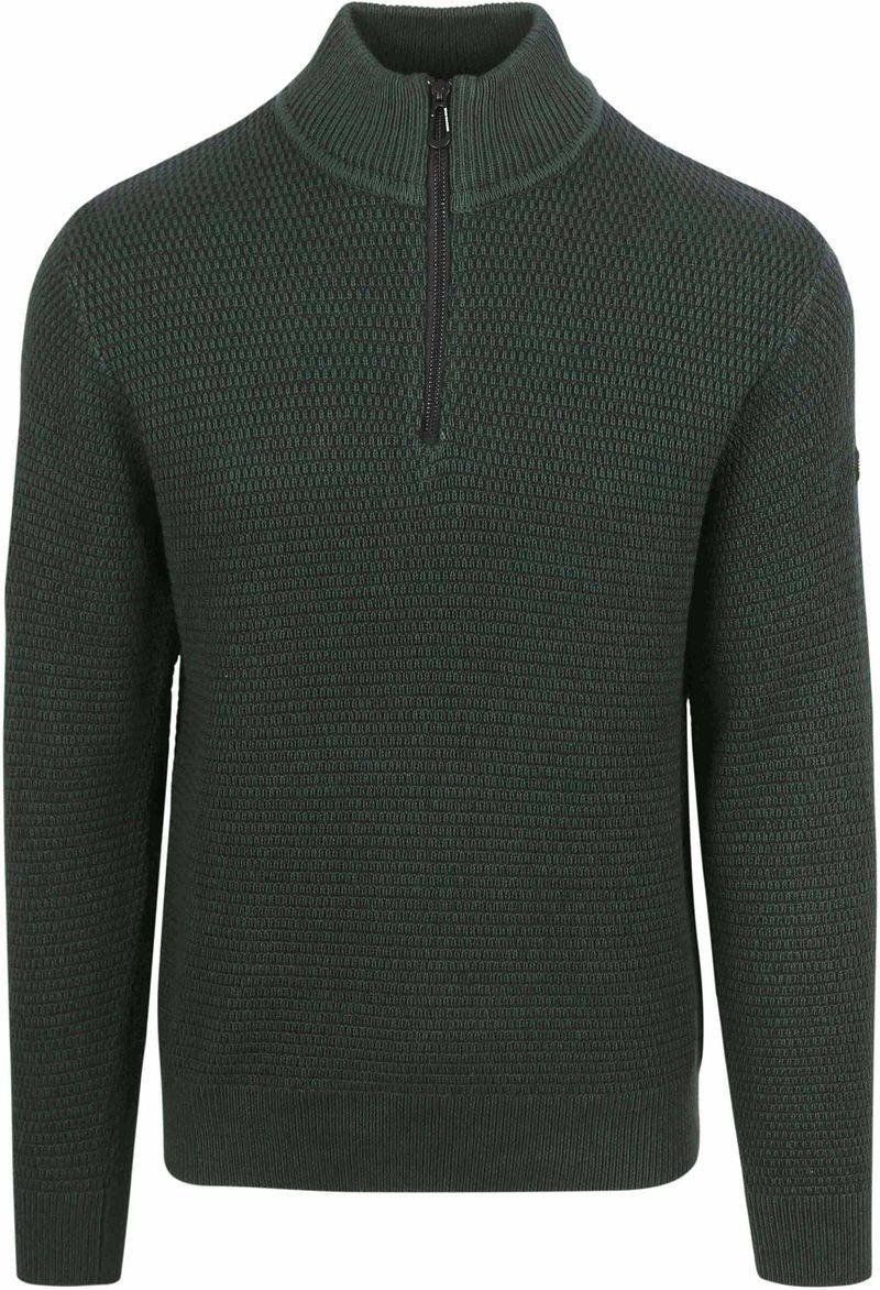 No Excess Halfzip Pullover Struktur Melange Dunkelgrün - Größe XXL von No Excess