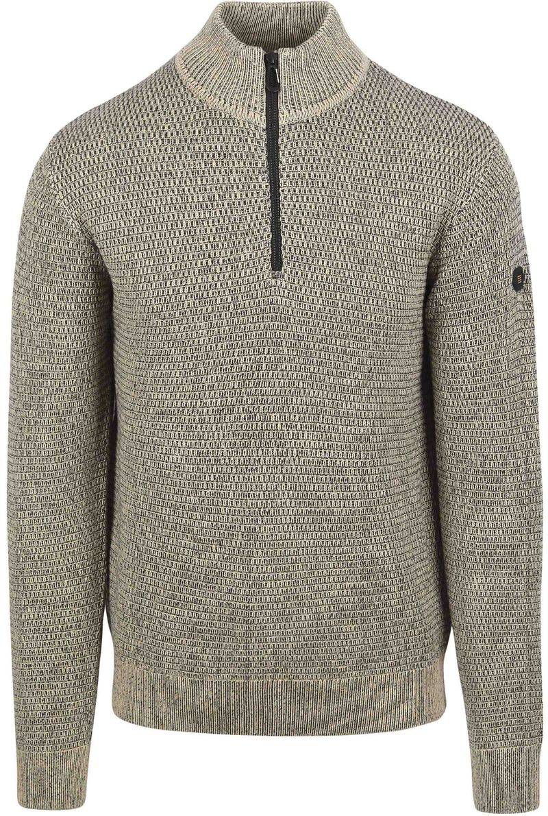 No Excess Halfzip Pullover Struktur Melange Stone - Größe XXL von No Excess