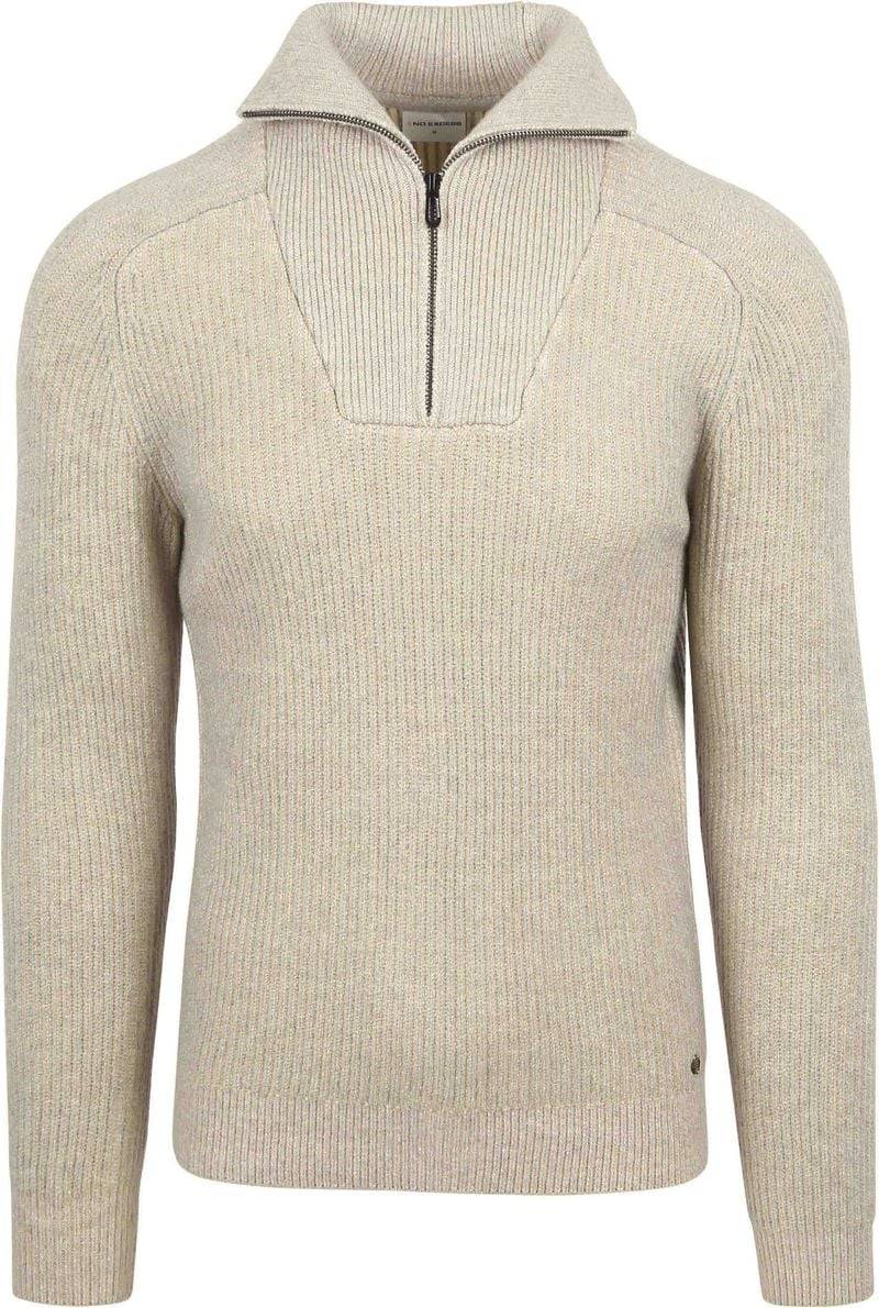 No Excess Halfzip Pullover Two Coloured Melange Greige - Größe L von No Excess