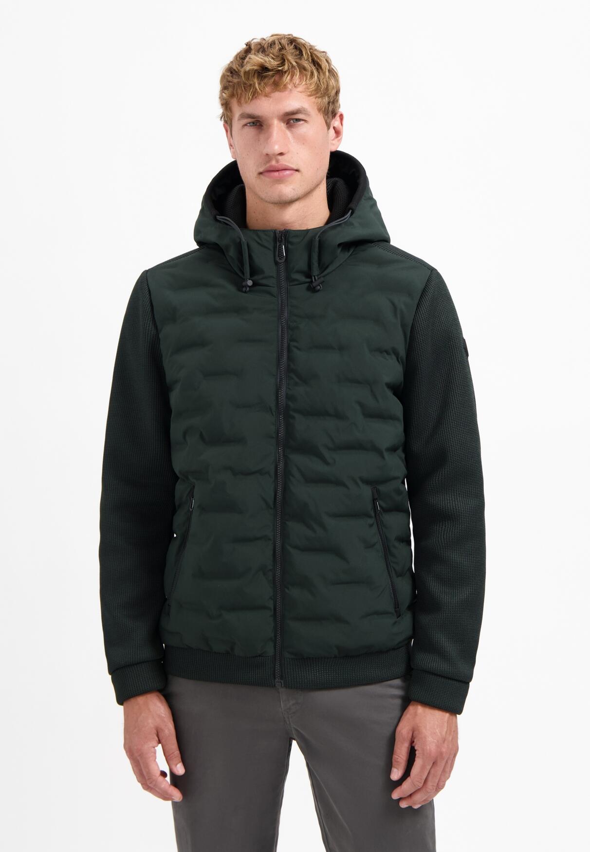 No Excess - Jacket Short Fit Sealed Hooded Knitted Mix dark steel - Gr. - L von No Excess