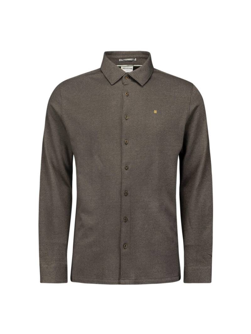No Excess - Jersey Hemd in Melange Stretch braun - Gr. - XXL von No Excess