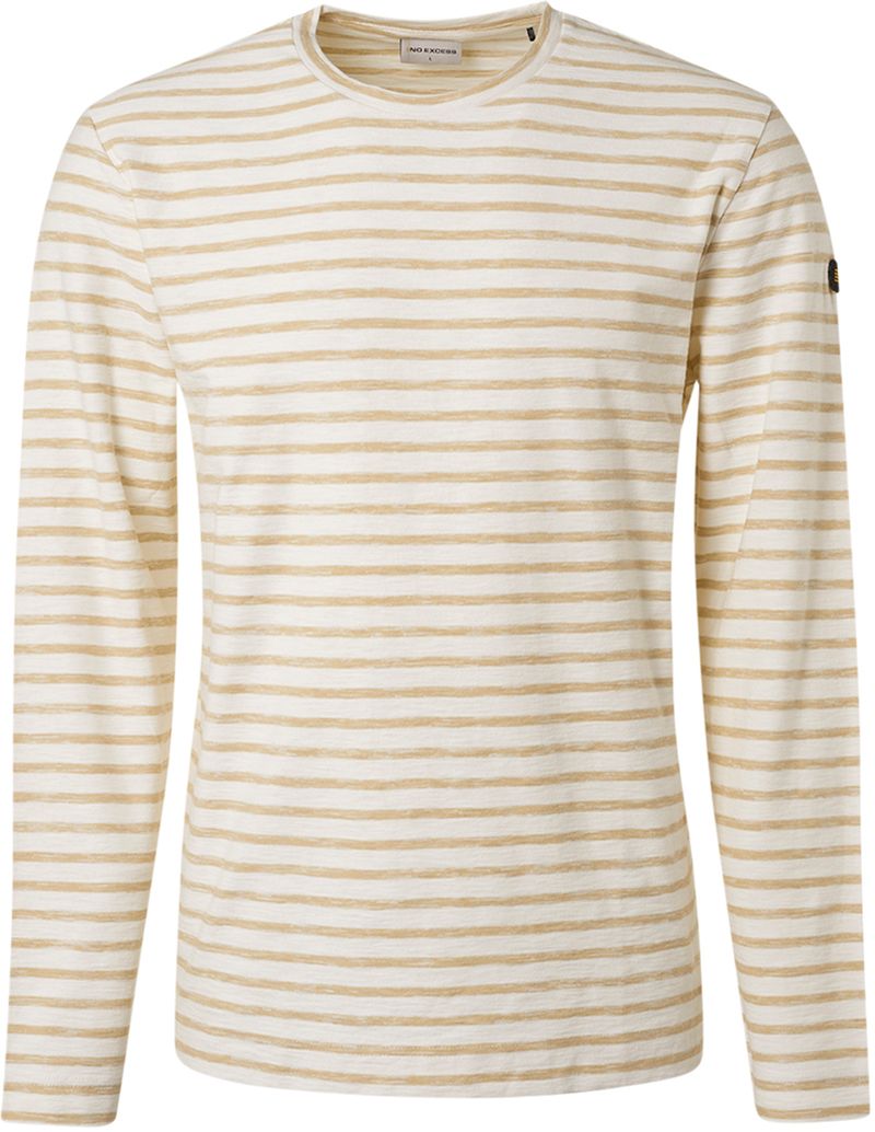 No Excess Langarm-T-Shirt Stripe Beige - Größe 3XL von No Excess