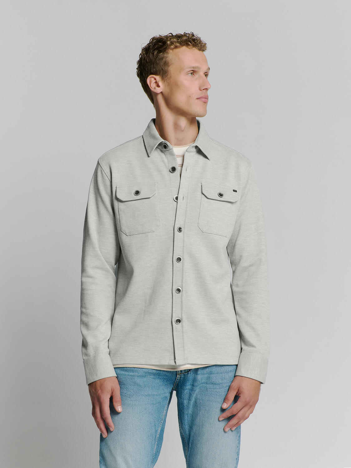 No Excess - Overshirt Button Closure Sweat grey melange - Gr. - XXL von No Excess