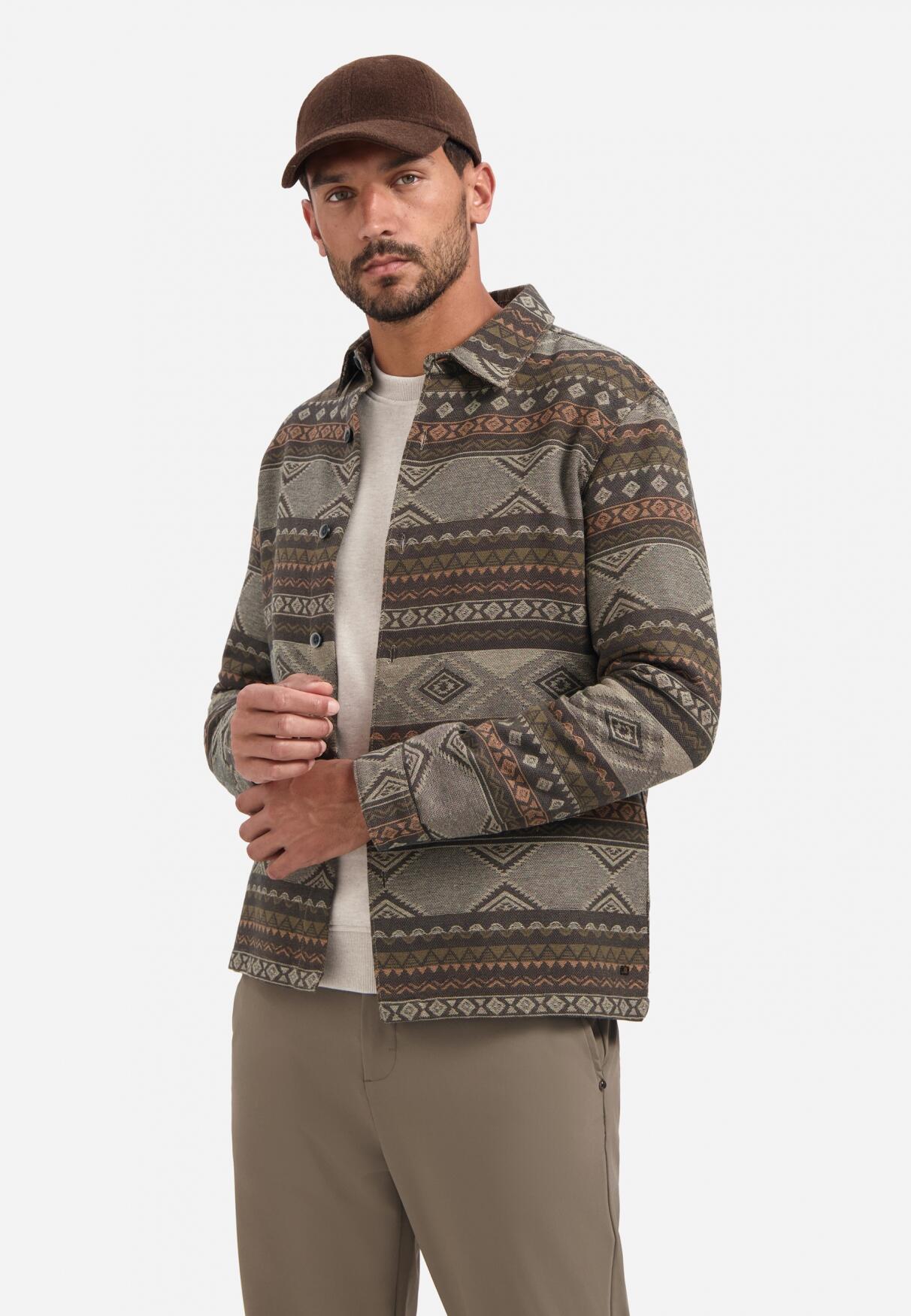 No Excess - Overshirt Buttons Jacquard taupe - Gr. - XXXL von No Excess