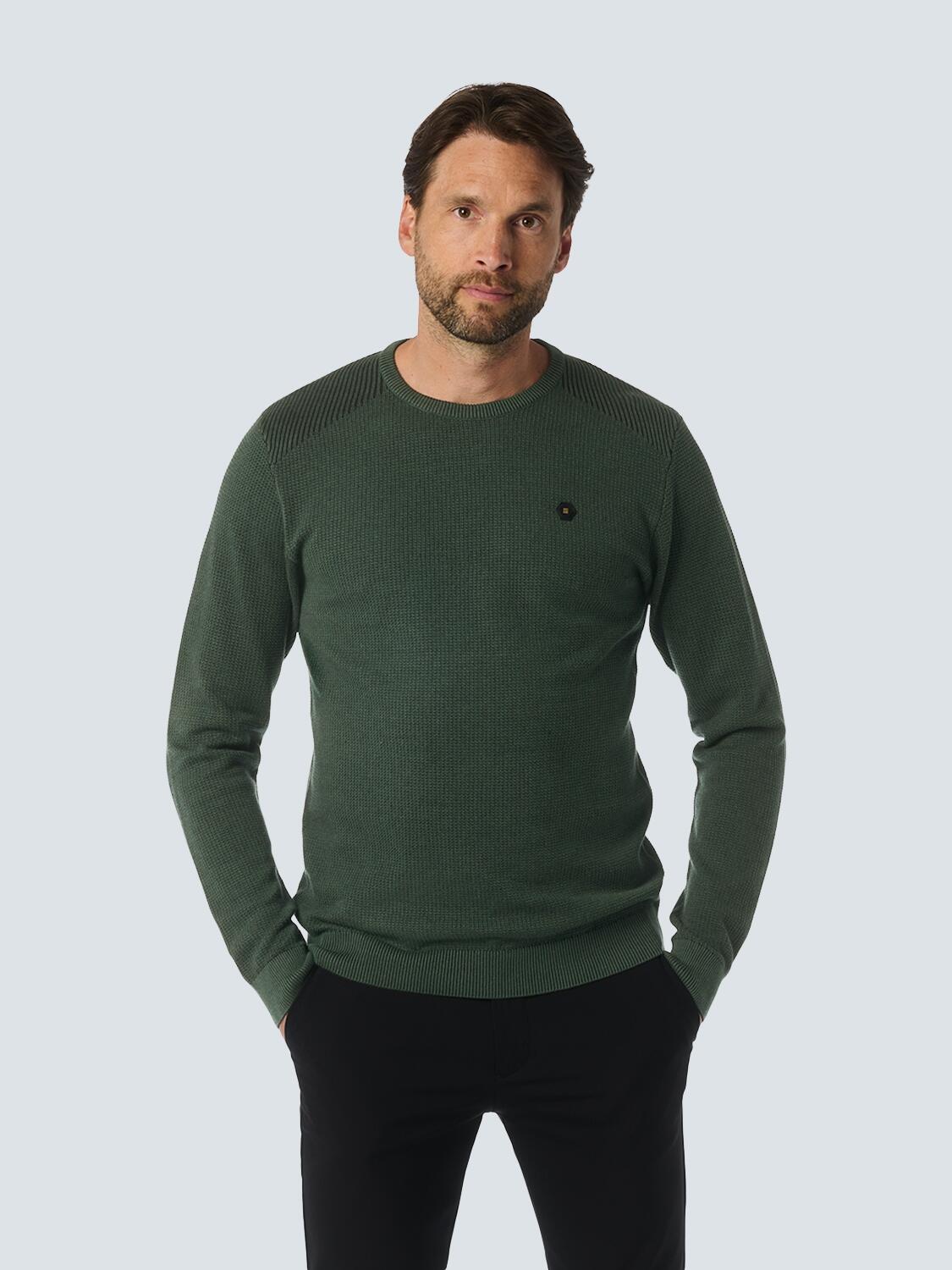 No Excess - Pullover Crewneck 2 Coloured Jacquard dark green - Gr. - XXXL von No Excess
