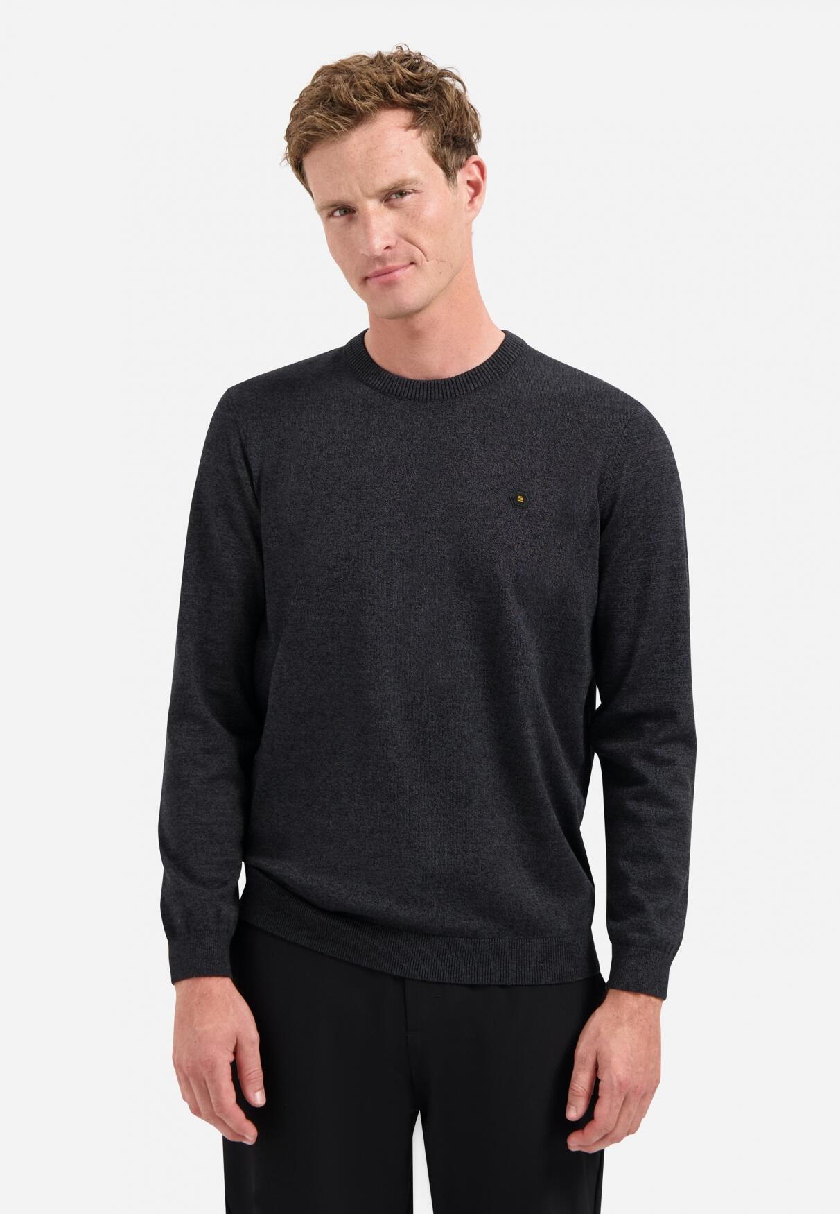 No Excess - Pullover Crewneck 2 Coloured Melange dark grey - Gr. - L von No Excess