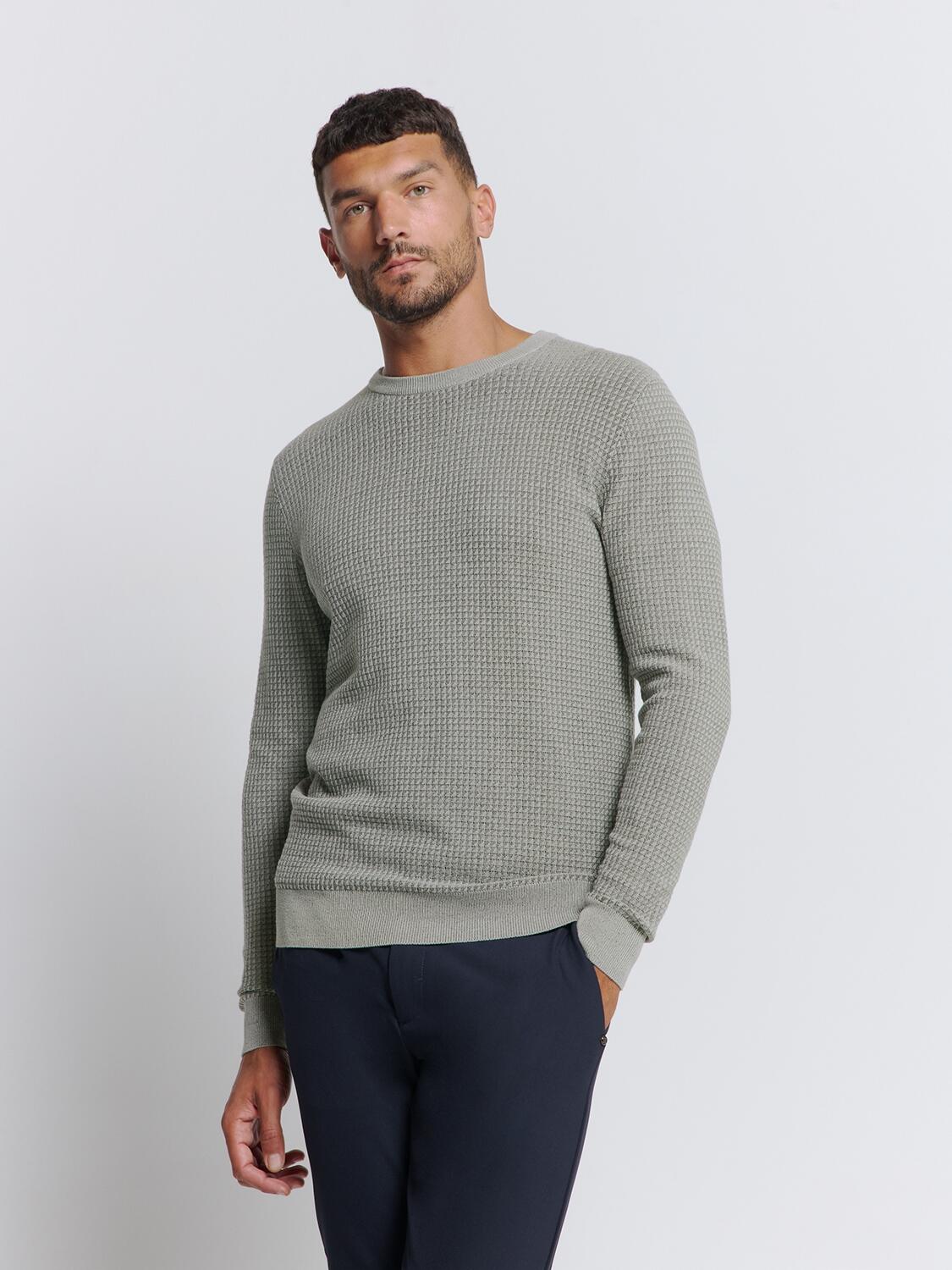 No Excess - Pullover Crewneck 2 Coloured Waffle Jacquard grey - Gr. - XXL von No Excess