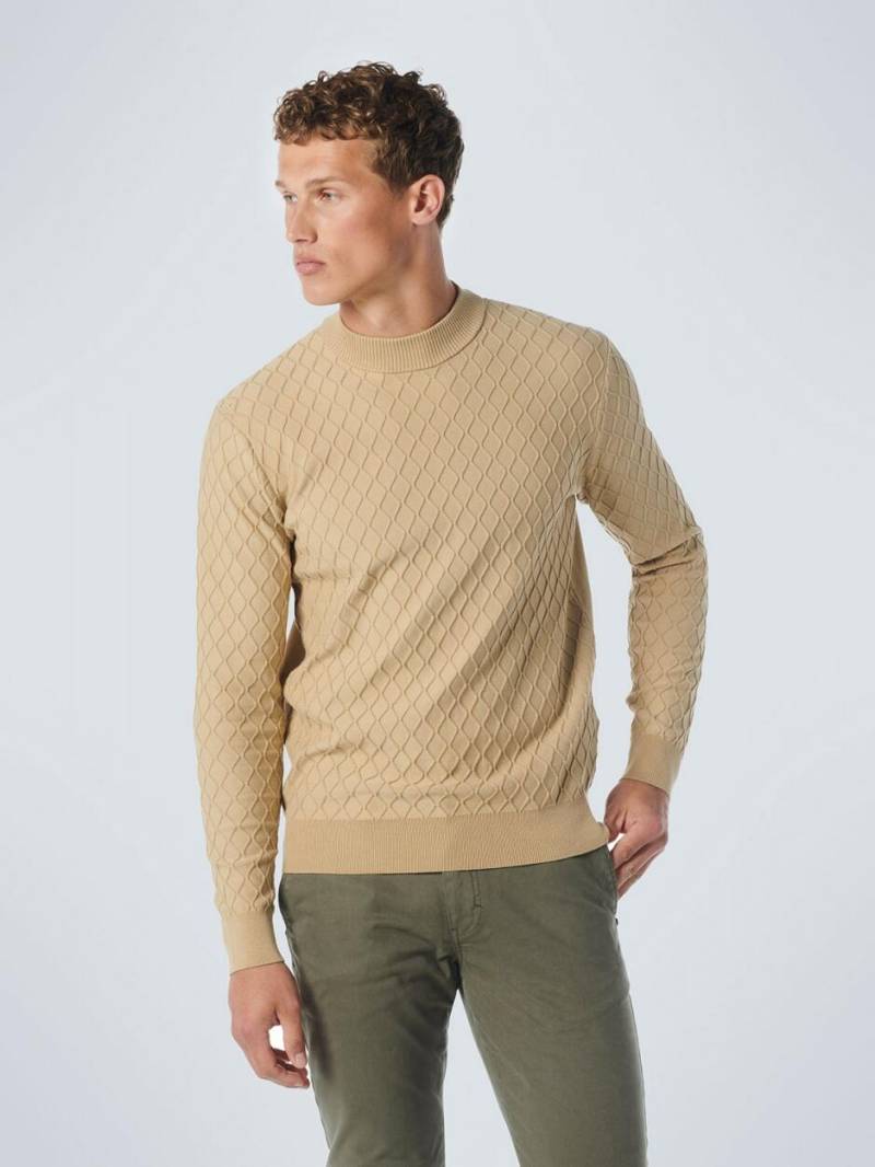No Excess - Pullover Crewneck Jacquard Mix Knit Solid stone - Gr. - L von No Excess