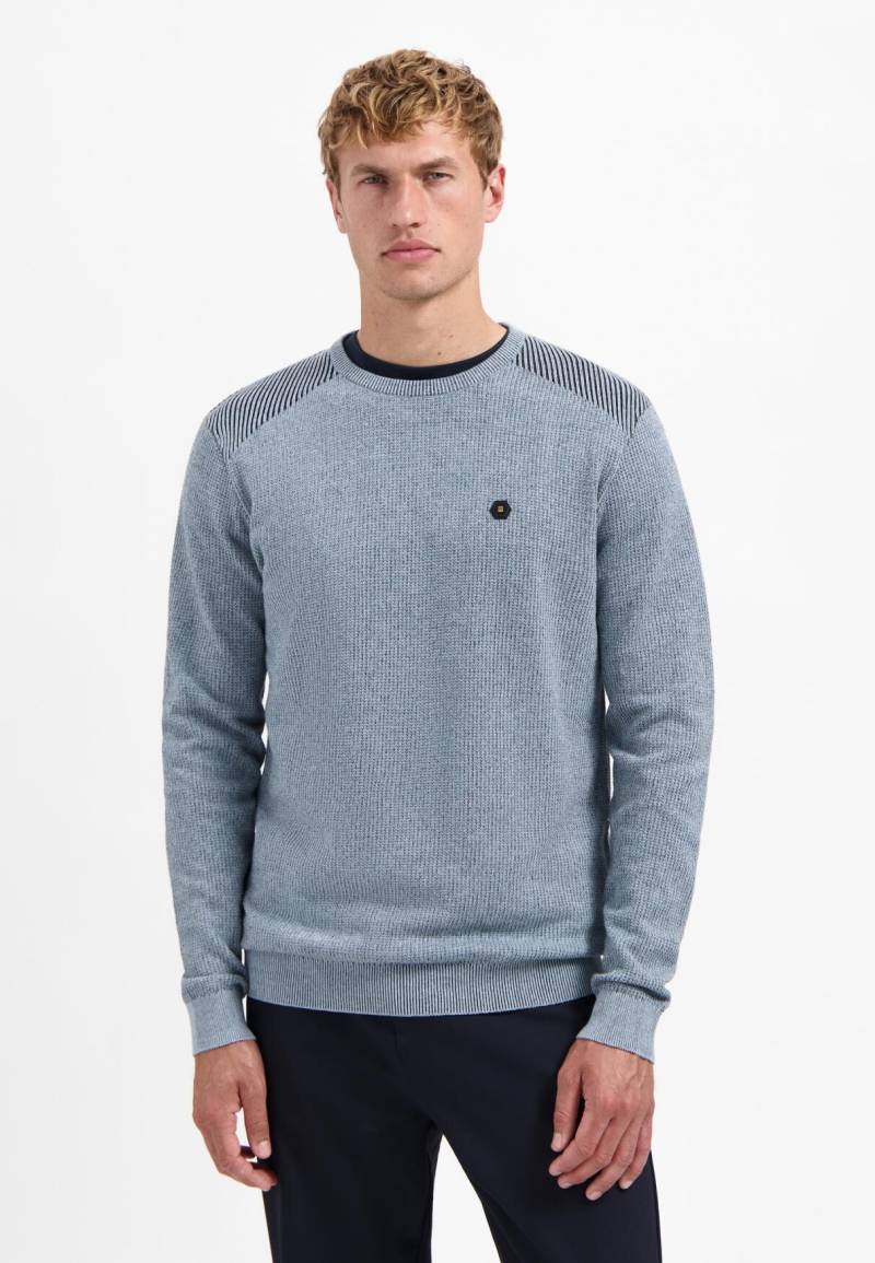 No Excess - Pullover Crewneck Plated Structure Knit dusty blue - Gr. - L von No Excess