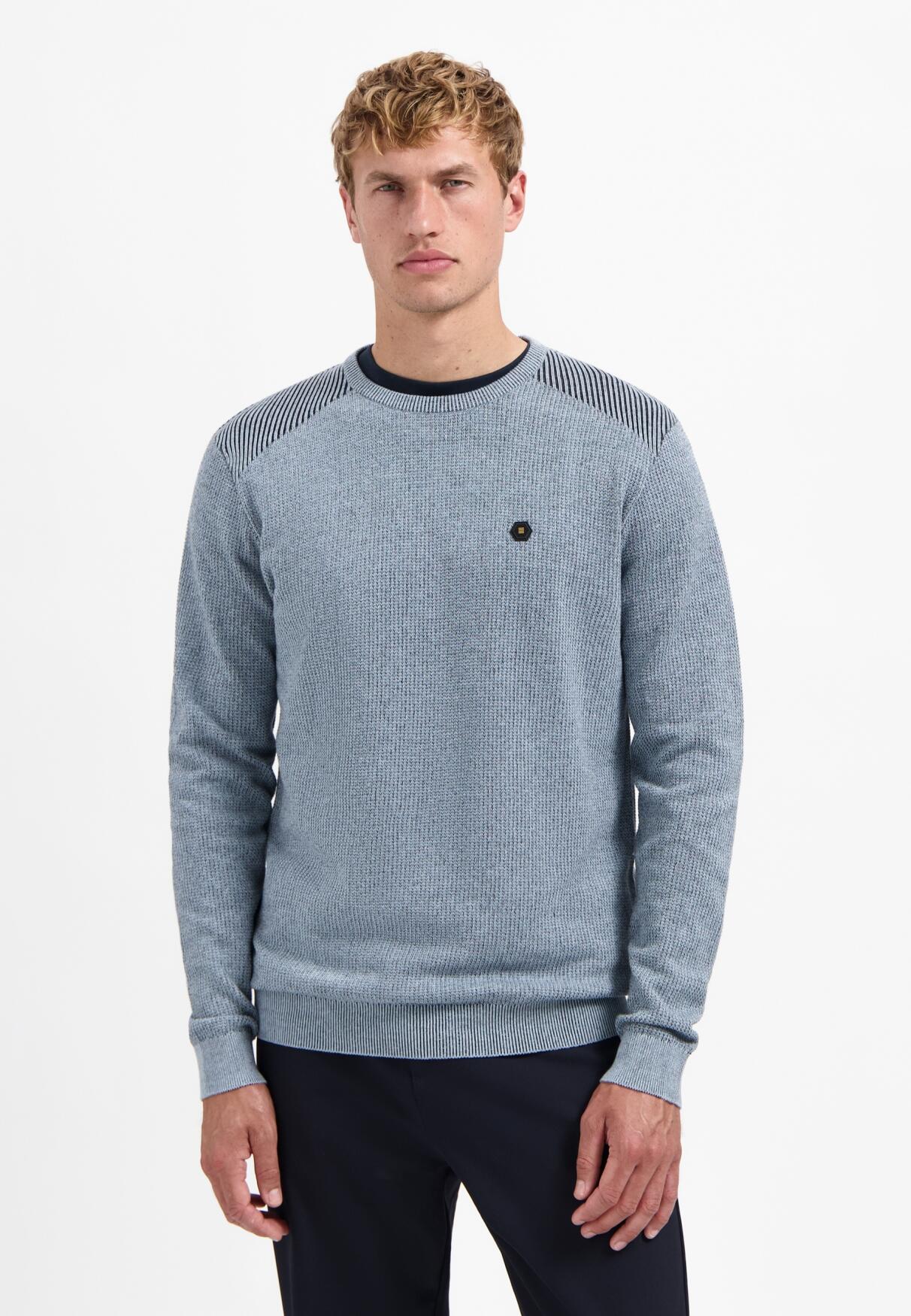 No Excess - Pullover Crewneck Plated Structure Knit dusty blue - Gr. - XL von No Excess