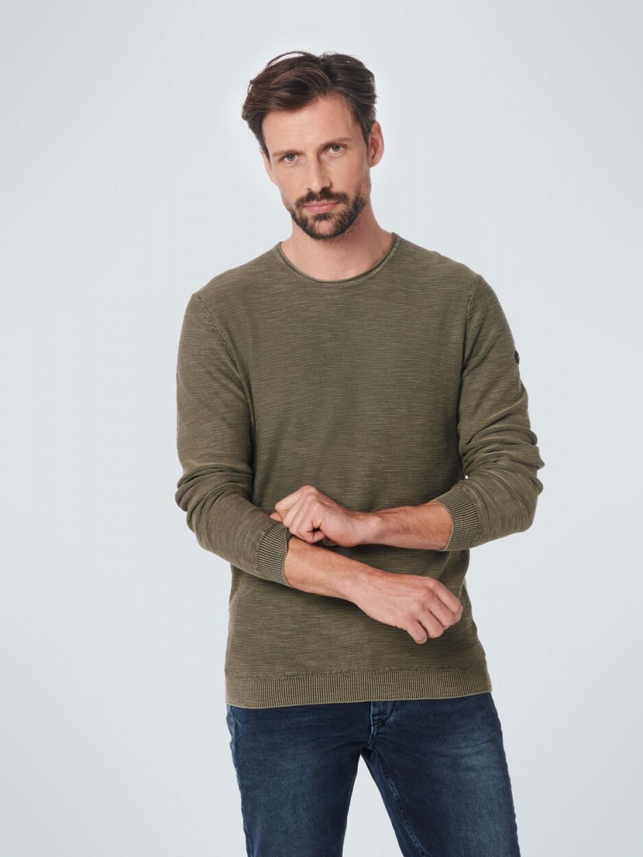 No Excess - Pullover Crewneck Relief Garment Dyed + Stone Washed army - Gr. - XL von No Excess