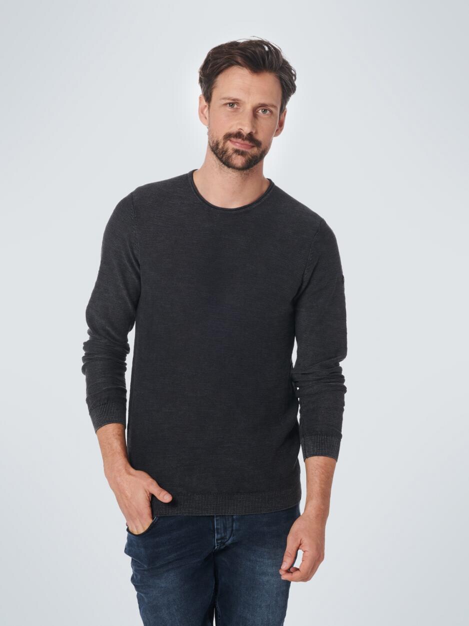 No Excess - Pullover Crewneck Relief Garment Dyed + Stone Washed black - Gr. - XXL von No Excess