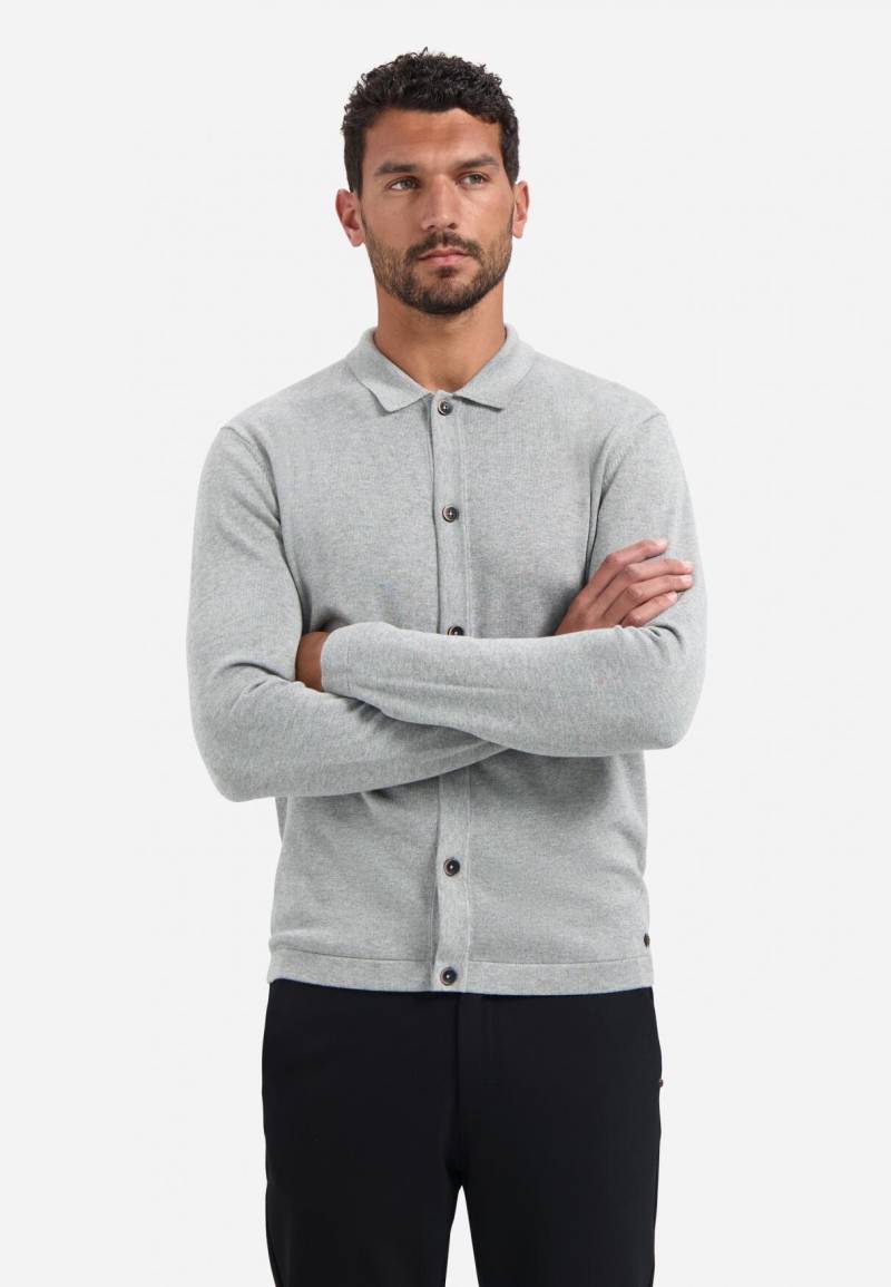No Excess - Pullover Full Button Polo grey melange - Gr. - XXL von No Excess
