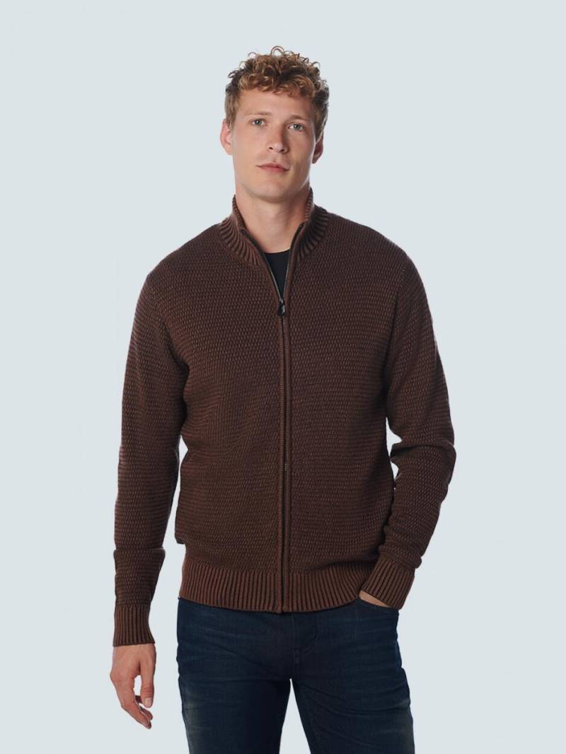 No Excess - Pullover Full Zipper 2 Coloured Melange brown - Gr. - XXL von No Excess