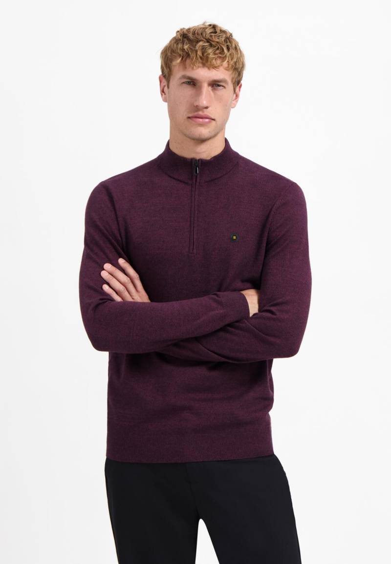 No Excess - Pullover Half Zip 2 Coloured Melange dark wine - Gr. - XL von No Excess