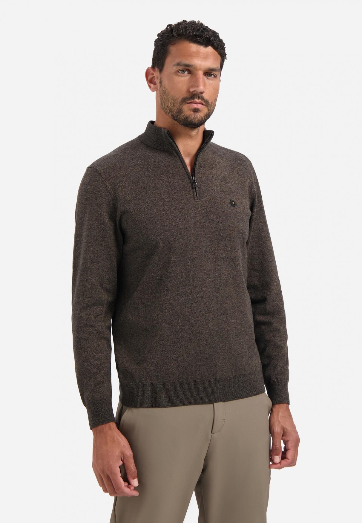 No Excess - Pullover Half Zip 2 Coloured Melange taupe - Gr. - XXL von No Excess
