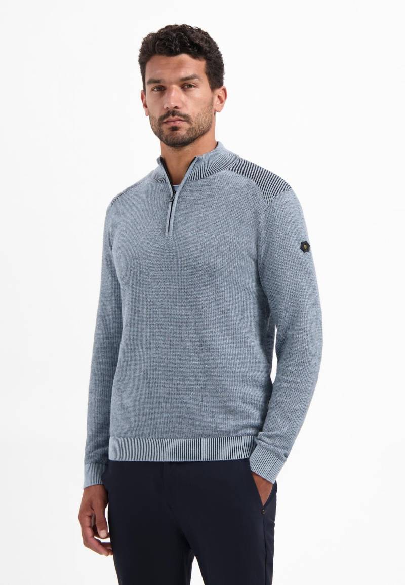 No Excess - Pullover Half Zip Plated Structure Knit dusty blue - Gr. - XXL von No Excess