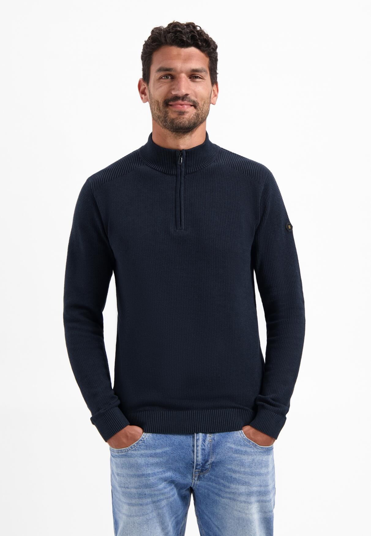 No Excess - Pullover Half Zip Plated Structure Knit night - Gr. - M von No Excess