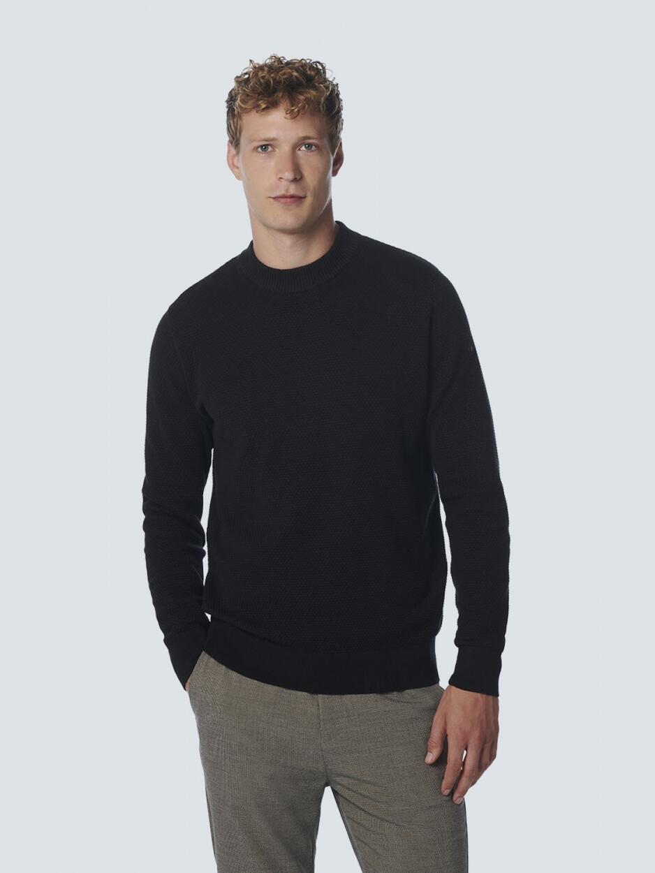 No Excess - Pullover High Crewneck Solid Jacquard black - Gr. - L von No Excess