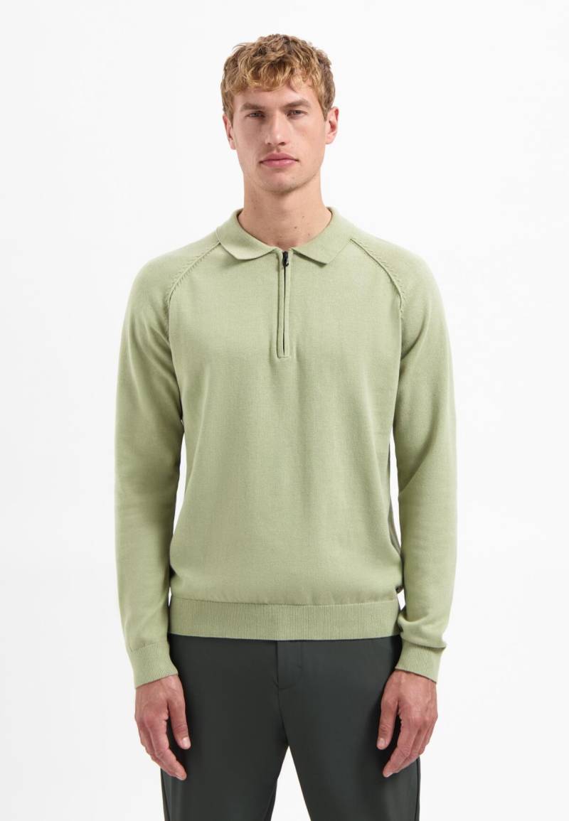 No Excess - Pullover Polo Half Zip Solid light moss - Gr. - XXL von No Excess