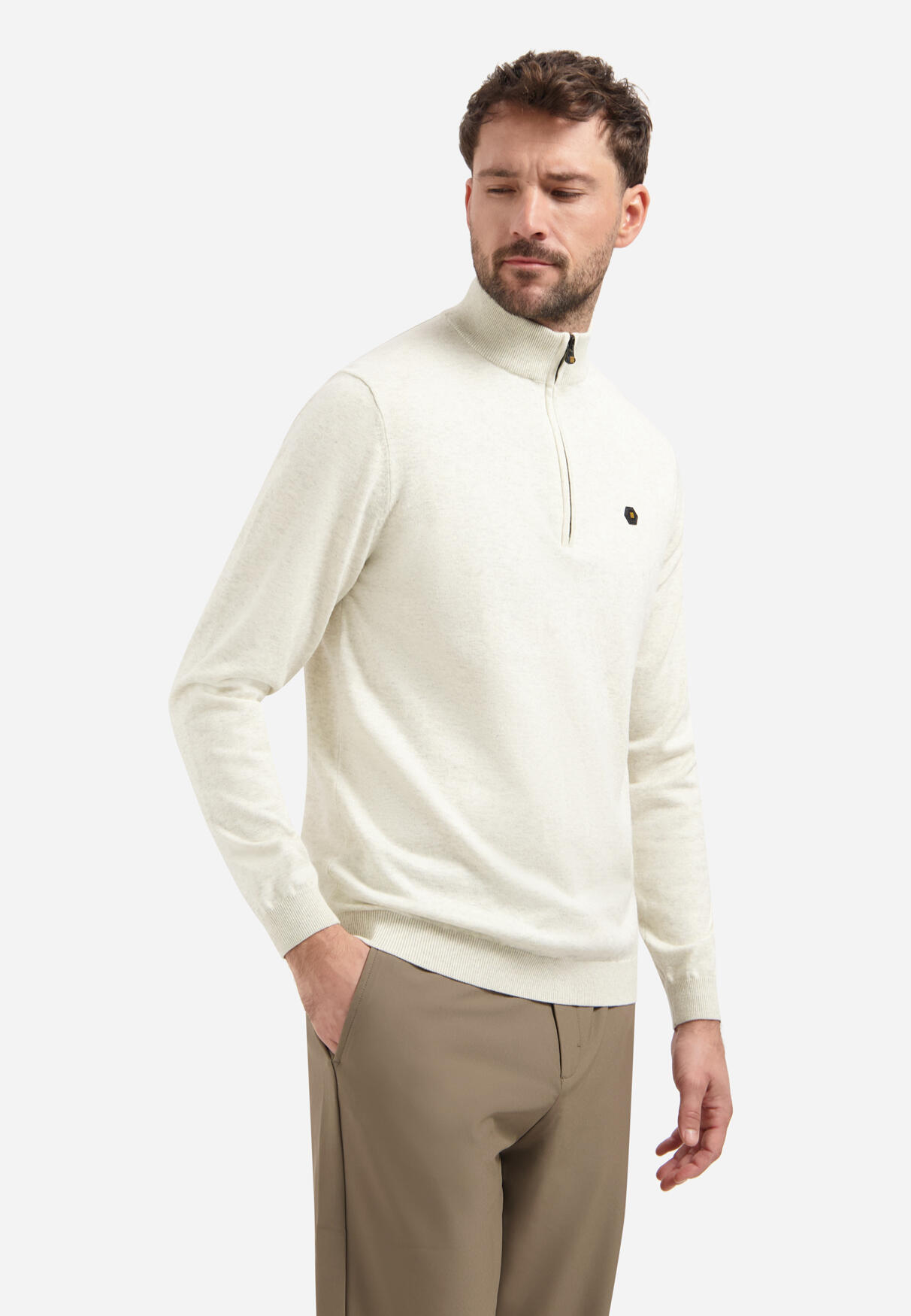 No Excess - Pullover SU Collar Half Zip 2 Coloured Melange kit melange - Gr. - L von No Excess