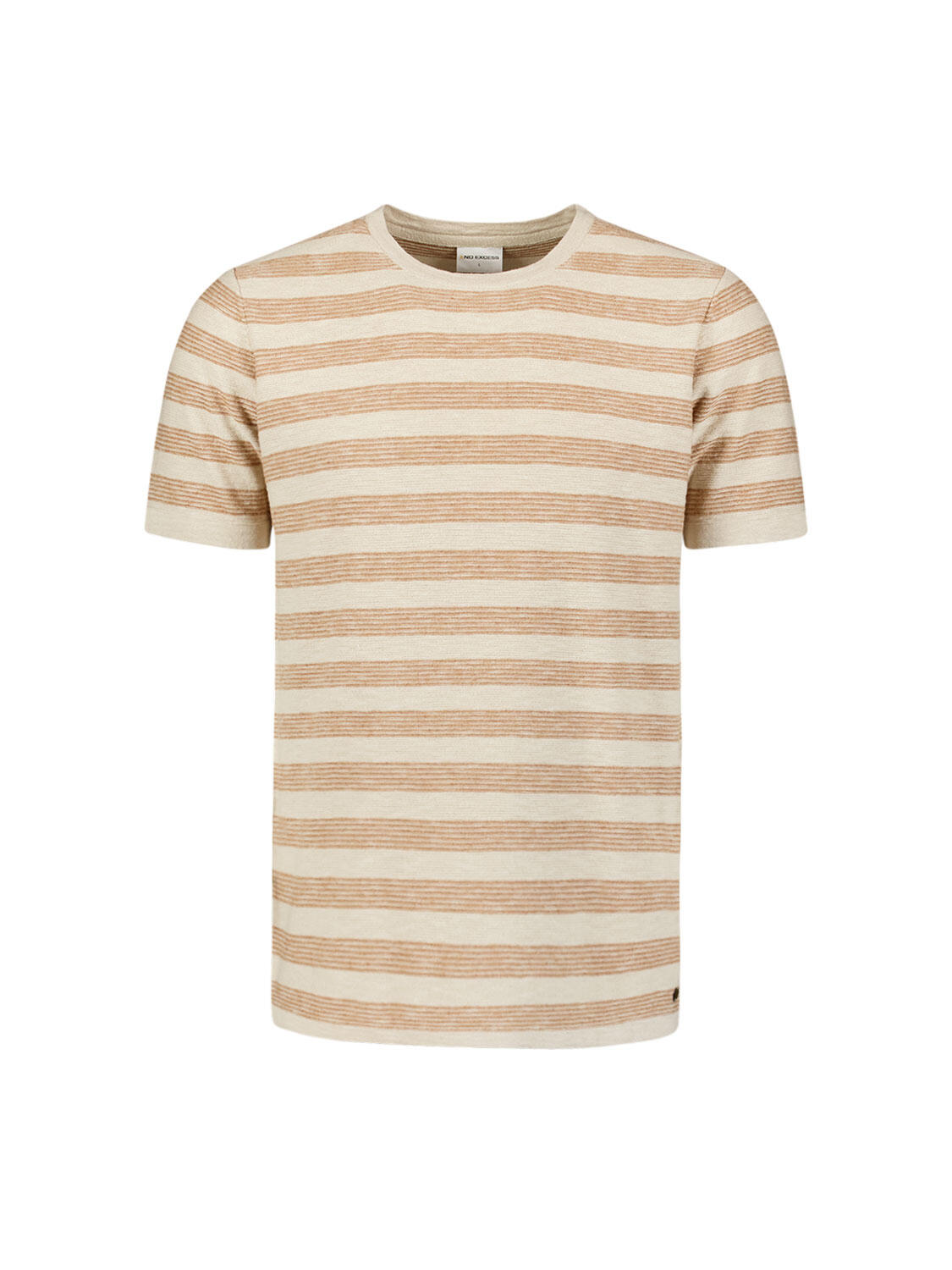 No Excess - Pullover Short Sleeve Crewneck Stripes With Linen khaki - Gr. - L von No Excess