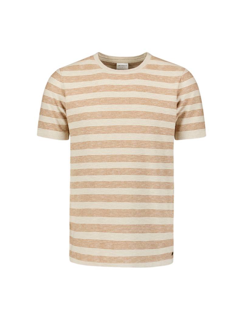 No Excess - Pullover Short Sleeve Crewneck Stripes With Linen khaki - Gr. - M von No Excess