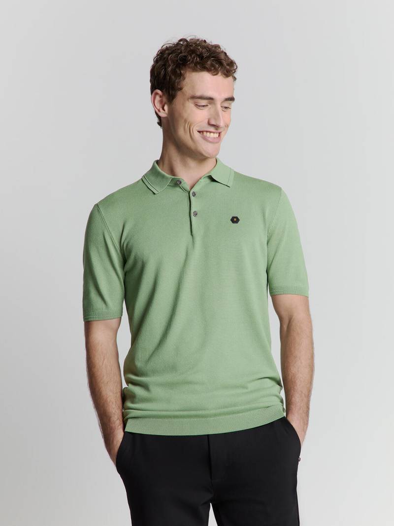 No Excess - Pullover Short Sleeve Polo Button Solid green - Gr. - M von No Excess