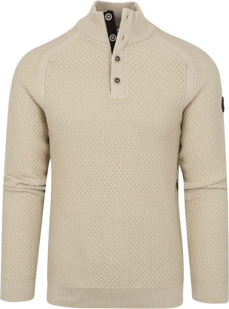 No Excess Pullover mit halbem Reißverschluss Beige - Größe XXL von No Excess