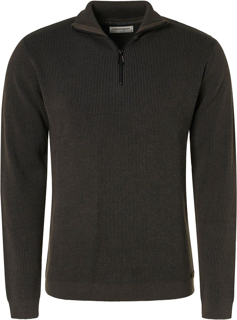 No Excess Rollkragenpullover Half Zip Dunkelgrau - Größe XXL von No Excess