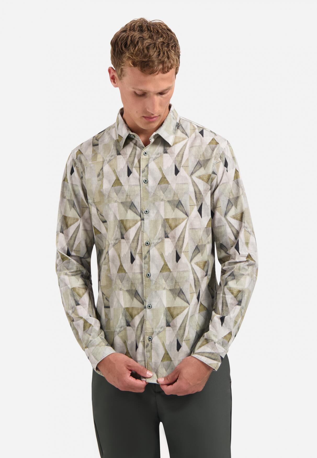 No Excess - Shirt Allover Printed Fine Corduroy light moss - Gr. - M von No Excess