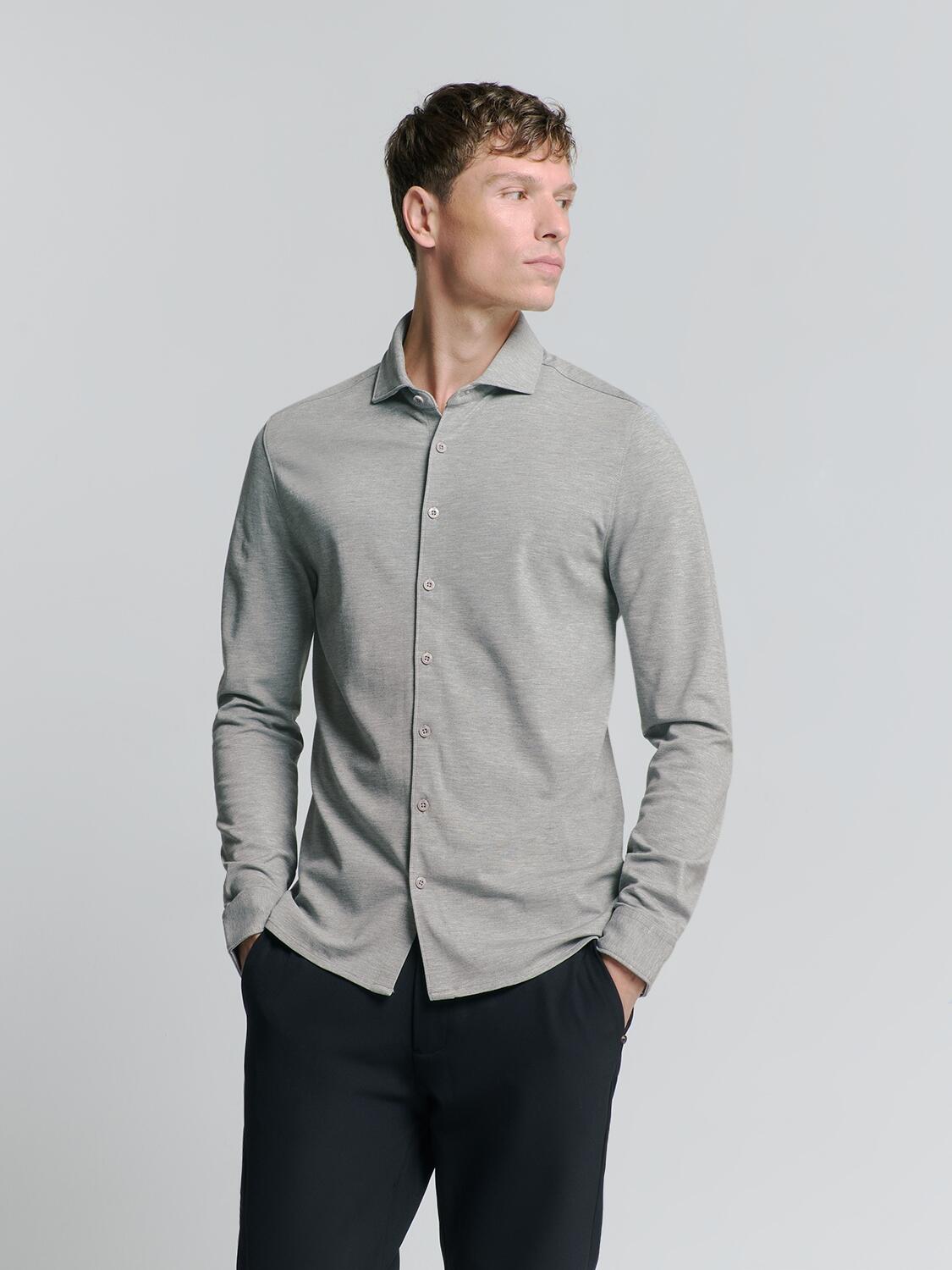 No Excess - Shirt Jersey Melange Stretch grey melange - Gr. - XL von No Excess
