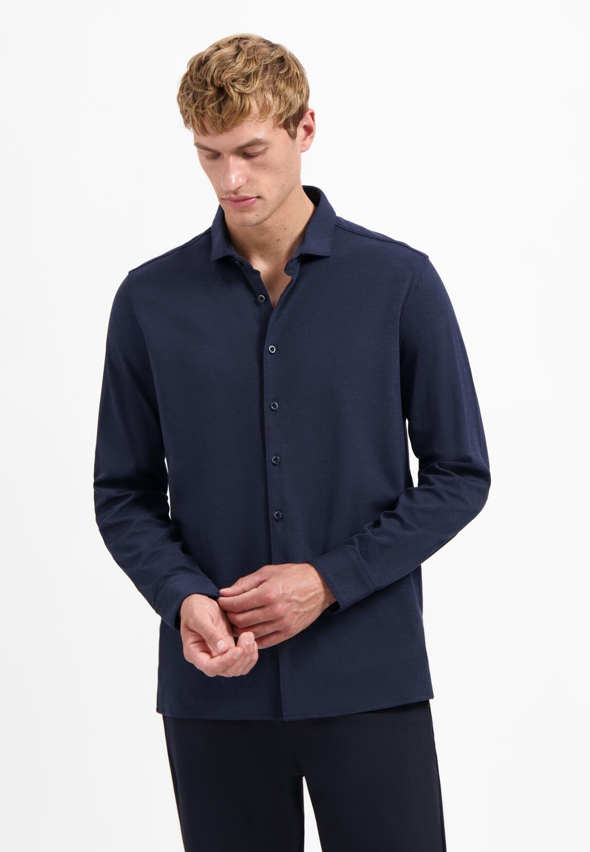 No Excess - Shirt Jersey Melange Stretch night - Gr. - L von No Excess