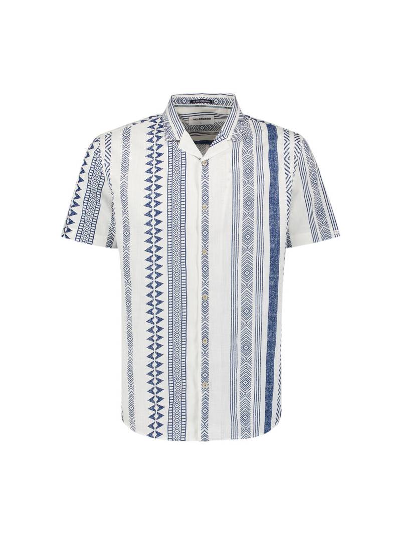 No Excess - Shirt Short Sleeve Revers Collar Slub Allover Printed indigo blue - Gr. - M von No Excess