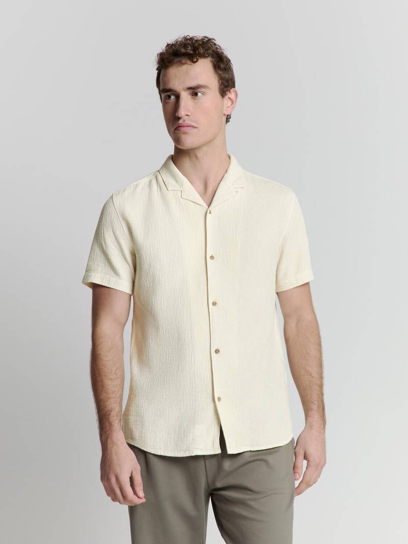 No Excess - Shirt Short Sleeve Revers Collar Solid Structure cement - Gr. - XXL von No Excess