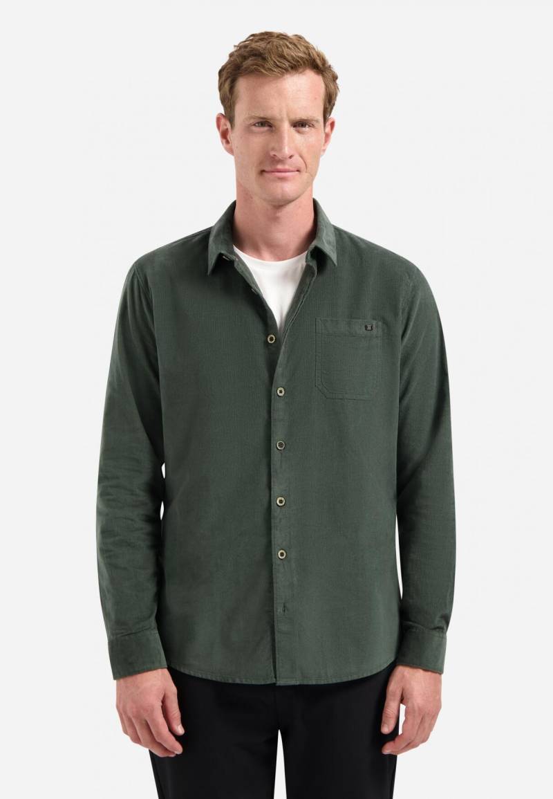 No Excess - Shirt Solid Fine Herringbone dark green - Gr. - M von No Excess