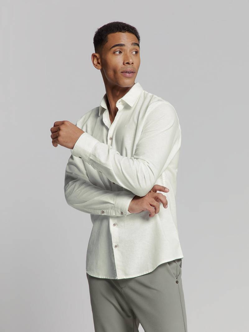 No Excess - Shirt Solid With Linen white - Gr. - M von No Excess
