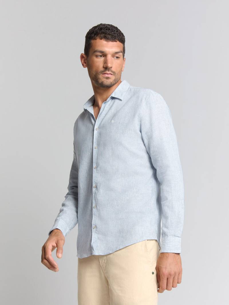 No Excess - Shirt Vertical small stripes With Linen cloud - Gr. - XL von No Excess