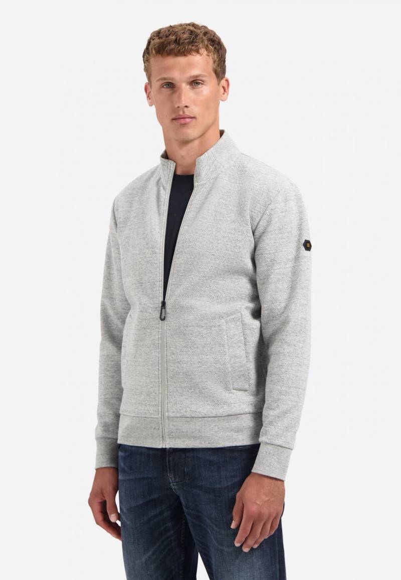 No Excess - Sweater Full Zip Stand Up-Collar Relief grey melange - Gr. - XL von No Excess