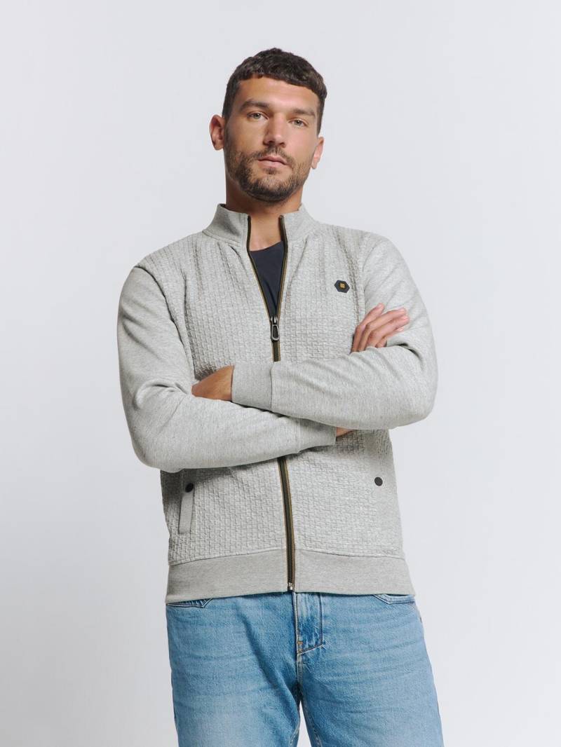 No Excess - Sweater Full Zipper Double Layer Jacquard Stretch grey melange - Gr. - L von No Excess