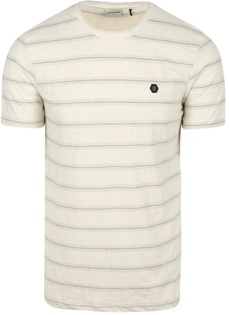 No-Excess T-Shirt Crewneck Jacquard Stripes Ecru - Größe L von No Excess