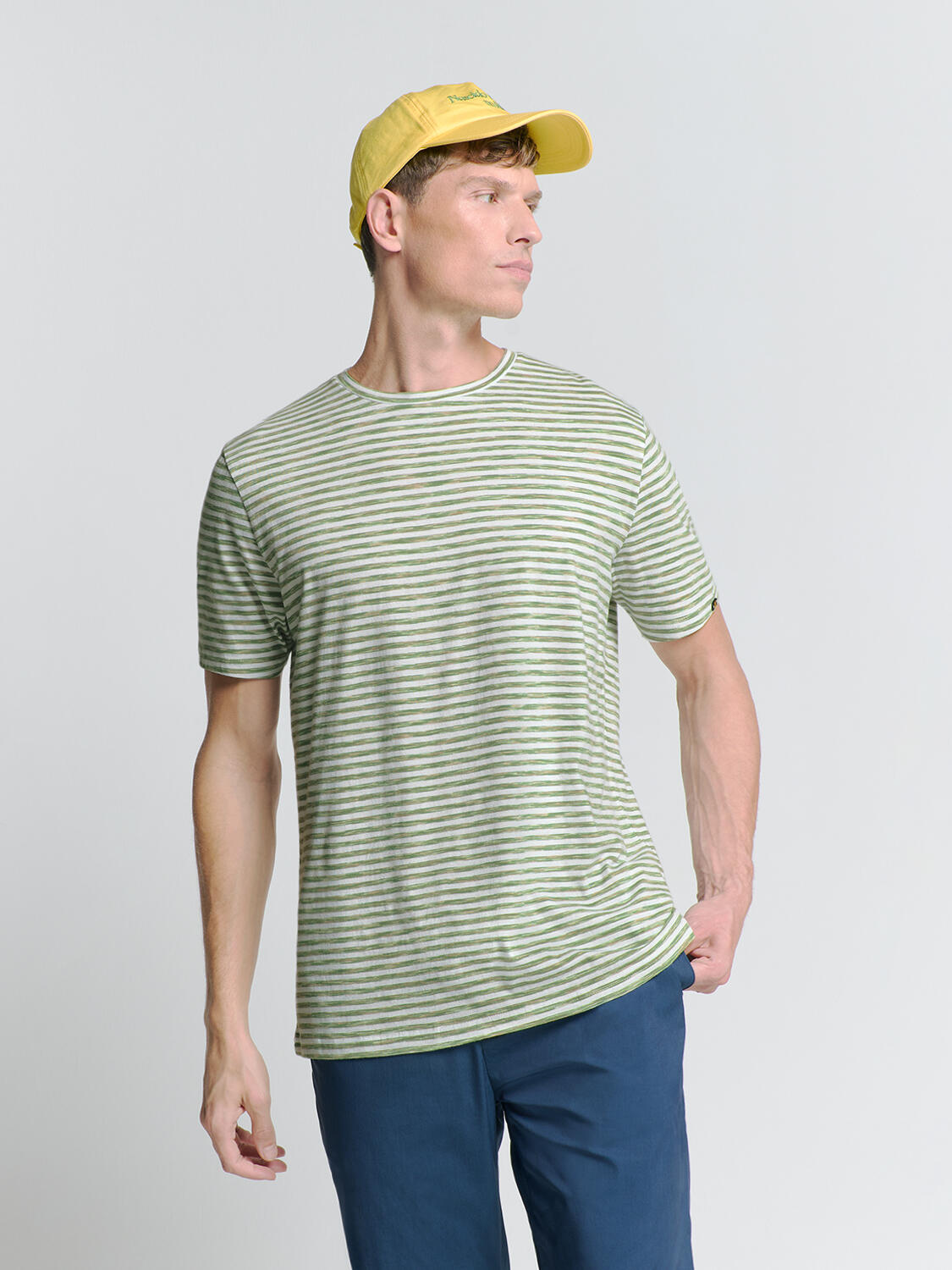 No Excess - T-Shirt Crewneck Multi Coloured Melange Stripes green - Gr. - L von No Excess